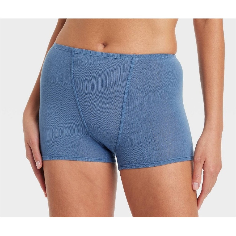Women's Modal Blend Stretch Boy Shorts Underwear Auden Blue Low Rise Size XS 0-2